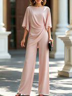 Leona Elegant Wide-Leg Two-Piece Set in Pink