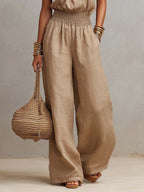 Kaia Effortless Halter Jumpsuit in Khaki, pocket detail