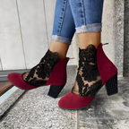 Group shot of different colored orthopedic heels (black, beige, red) arranged neatly, ready for various outfits.