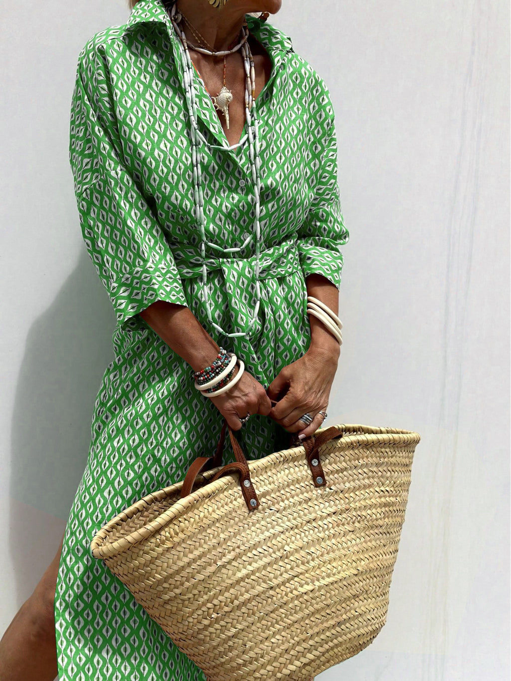 Amara Relaxed Shirt Dress in Green