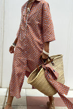 Amara Relaxed Shirt Dress in Orange Red