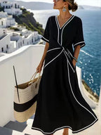 Estelle Graceful Draped Dress in Black
