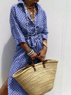 Amara Relaxed Shirt Dress in Blue