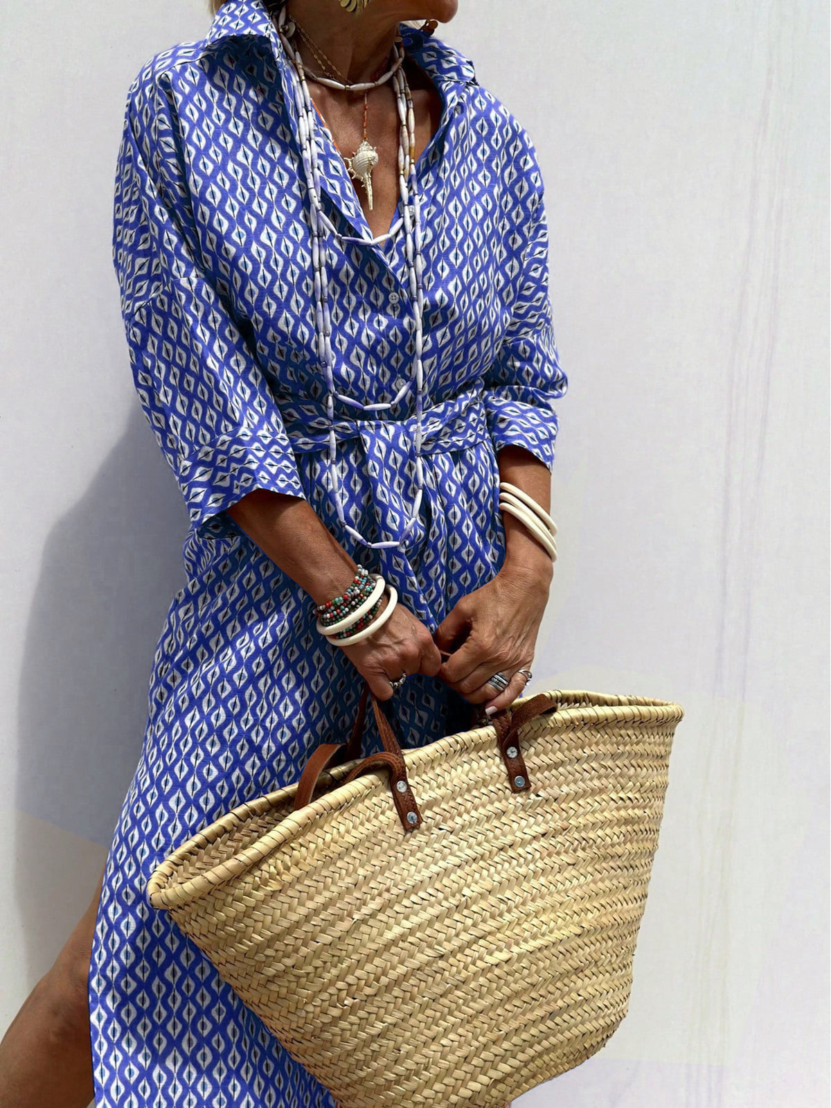 Amara Relaxed Shirt Dress in Blue
