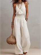 Kaia Effortless Halter Jumpsuit in White