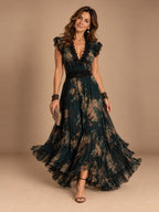 Briar Flowy Tiered Maxi Dress in Black Floral