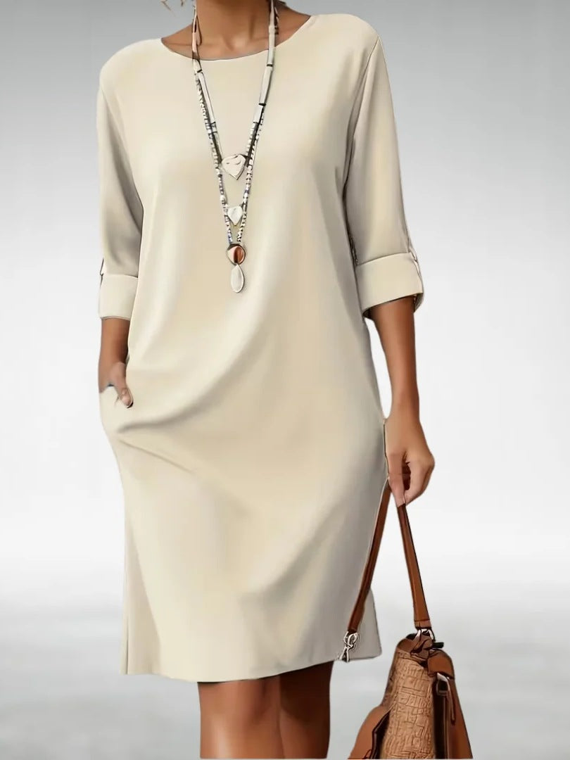 Maeve Comfortable Midi Dress in Apricot