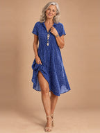 Nora Flowy Midi Dress in Royal Blue Dots