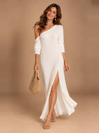 Zelda Elegant One-Shoulder Dress in White