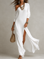 Zelda Elegant One-Shoulder Dress in White